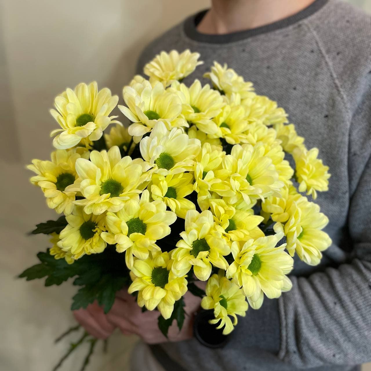 Кустовая хризантема светло-желтая